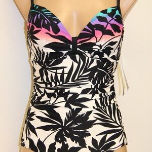 Coco Reef Soft Cream and Black Swim Top